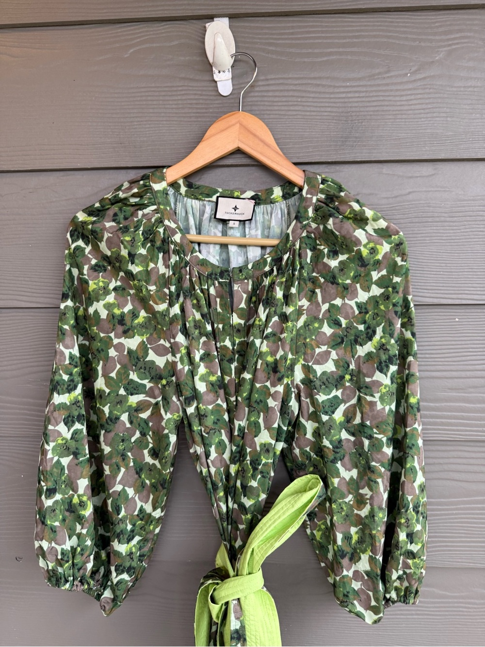 Tuckernuck Green Floral Tie-Waist Midi Dress - Picture 3 of 6